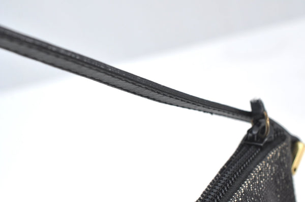 Authentic GUCCI Vintage Hand Bag Pouch Purse GG Canvas Leather 07198 Black 9212H