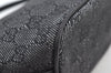 Authentic GUCCI Vintage Hand Bag Pouch Purse GG Canvas Leather 07198 Black 9212H