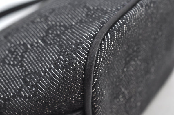 Authentic GUCCI Vintage Hand Bag Pouch Purse GG Canvas Leather 07198 Black 9212H