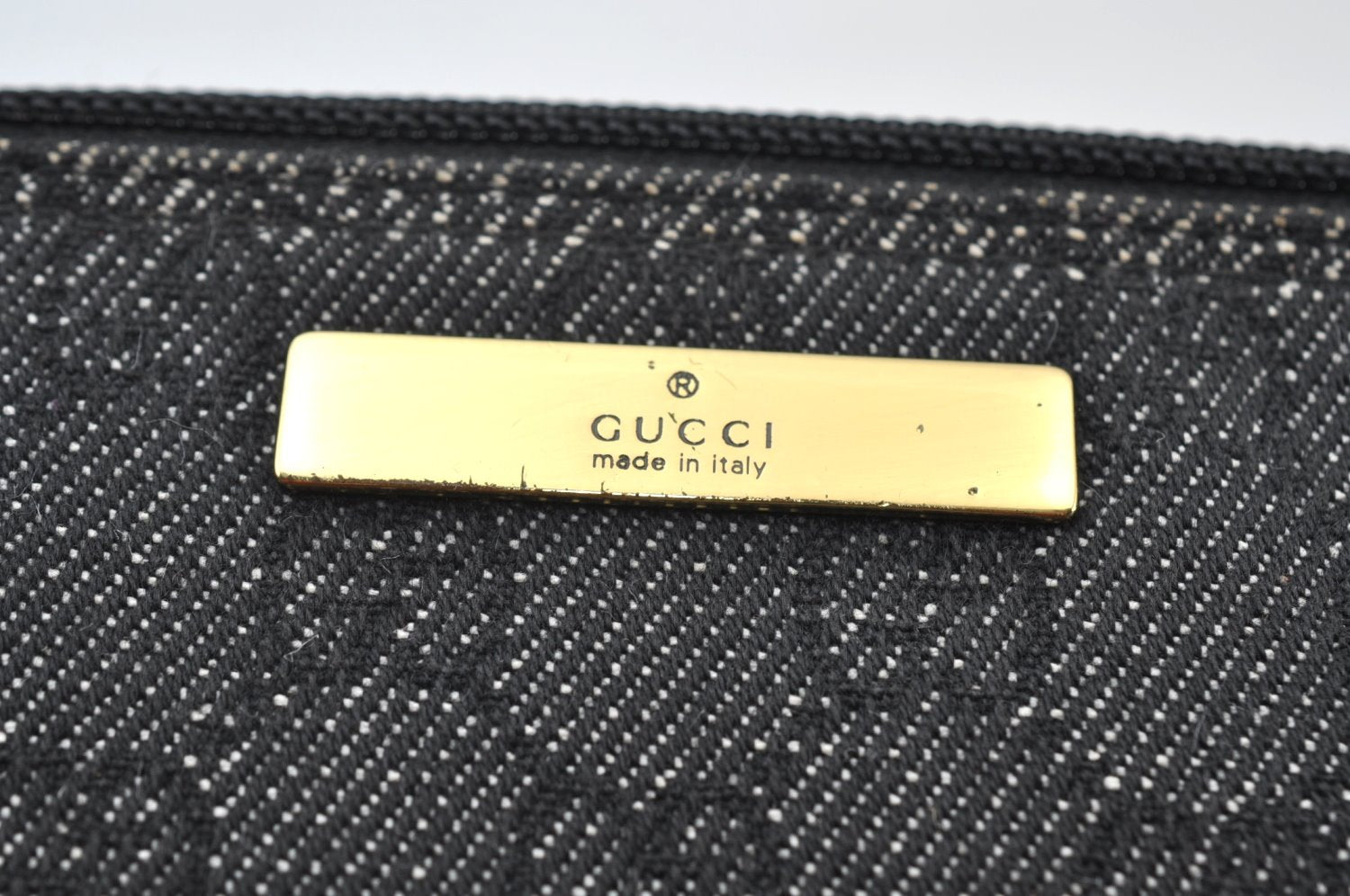 Authentic GUCCI Vintage Hand Bag Pouch Purse GG Canvas Leather 07198 Black 9212H
