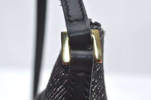 Authentic GUCCI Vintage Hand Bag Pouch Purse GG Canvas Leather 07198 Black 9212H