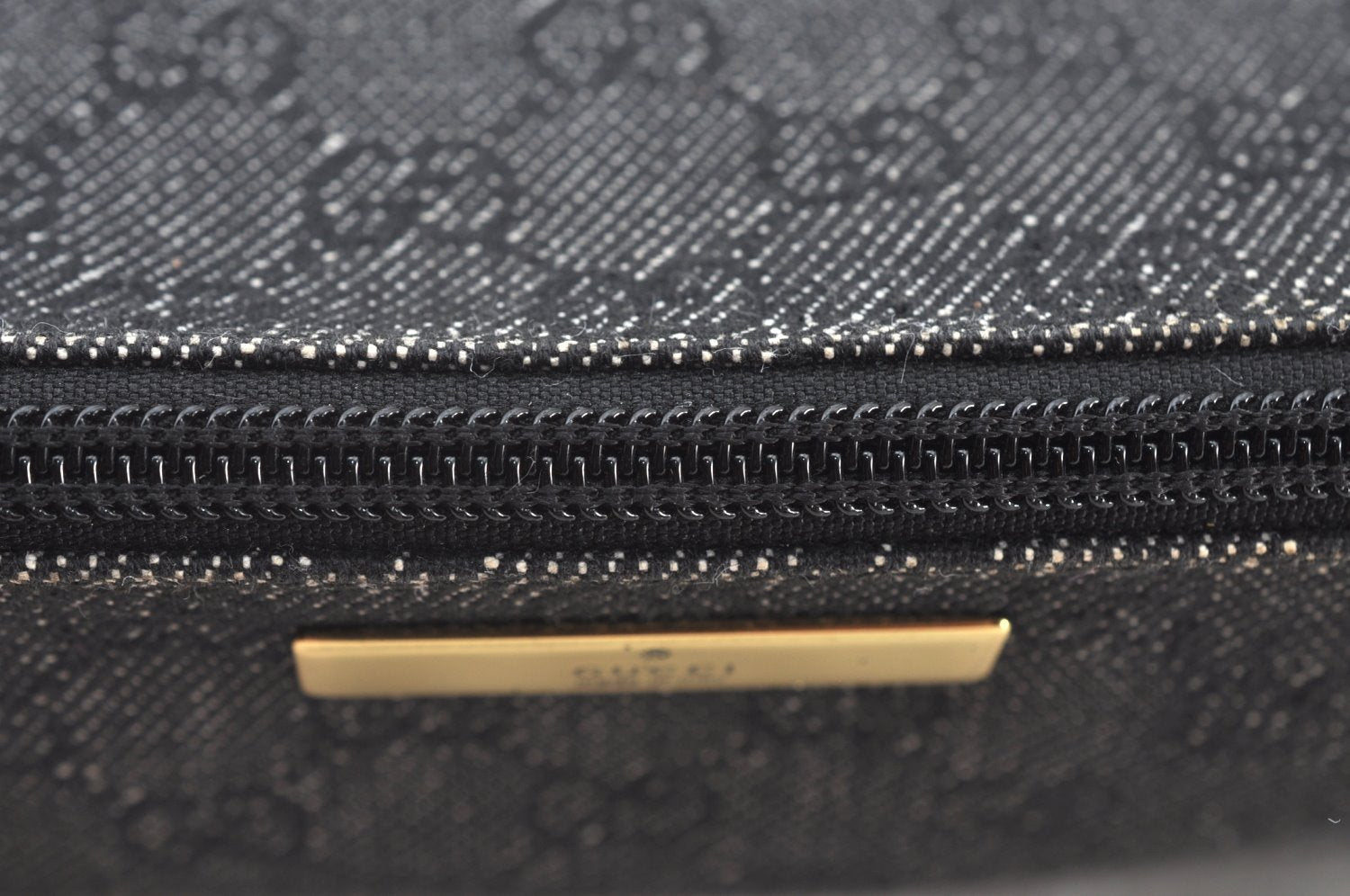 Authentic GUCCI Vintage Hand Bag Pouch Purse GG Canvas Leather 07198 Black 9212H