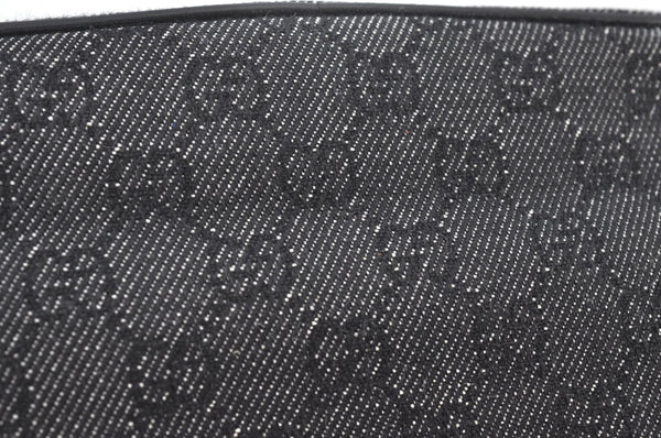 Authentic GUCCI Vintage Hand Bag Pouch Purse GG Canvas Leather 07198 Black 9212H