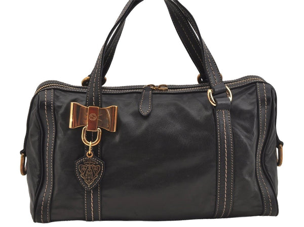 Authentic GUCCI Duchessa Line 2Way Hand Boston Bag Leather 181487 Black 9216I