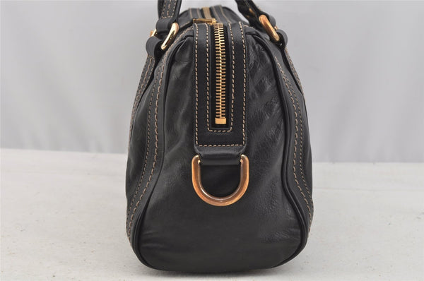 Authentic GUCCI Duchessa Line 2Way Hand Boston Bag Leather 181487 Black 9216I
