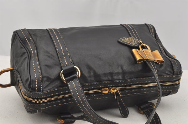 Authentic GUCCI Duchessa Line 2Way Hand Boston Bag Leather 181487 Black 9216I
