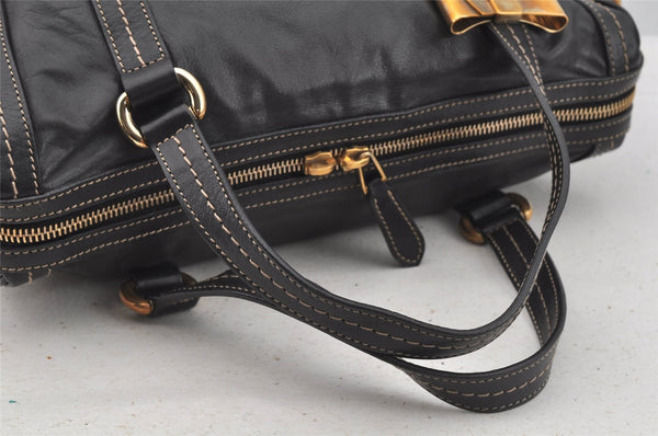 Authentic GUCCI Duchessa Line 2Way Hand Boston Bag Leather 181487 Black 9216I