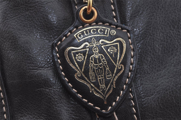 Authentic GUCCI Duchessa Line 2Way Hand Boston Bag Leather 181487 Black 9216I