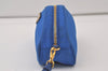 Authentic PRADA Vintage Nylon Tessuto Saffiano Leather Pouch Purse Blue 9216J