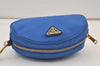 Authentic PRADA Vintage Nylon Tessuto Saffiano Leather Pouch Purse Blue 9216J