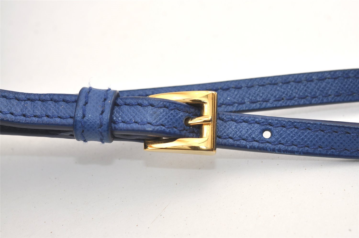 Authentic PRADA Vintage Nylon Tessuto Saffiano Leather Pouch Purse Blue 9216J