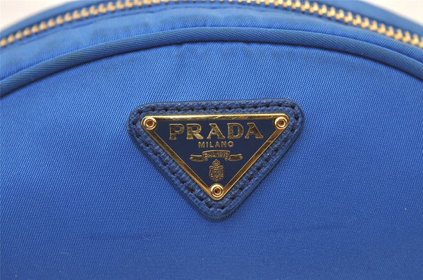 Authentic PRADA Vintage Nylon Tessuto Saffiano Leather Pouch Purse Blue 9216J