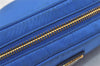 Authentic PRADA Vintage Nylon Tessuto Saffiano Leather Pouch Purse Blue 9216J