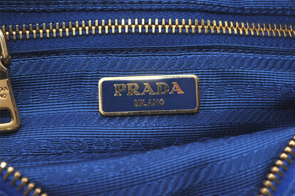 Authentic PRADA Vintage Nylon Tessuto Saffiano Leather Pouch Purse Blue 9216J