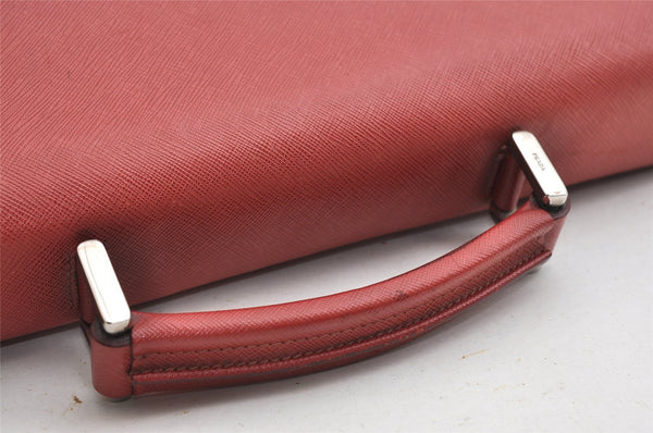 Authentic PRADA Vintage Saffiano Leather Nappa Briefcase Business Bag Red 9217J