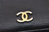 Authentic CHANEL Vintage Calf Skin Long Wallet Purse Black CC Logo 9218I