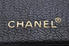 Authentic CHANEL Vintage Calf Skin Long Wallet Purse Black CC Logo 9218I