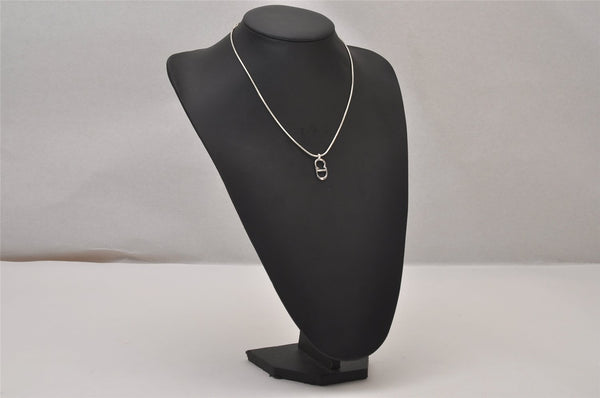 Authentic Christian Dior Silver Tone Chain Pendant Necklace CD 9220I