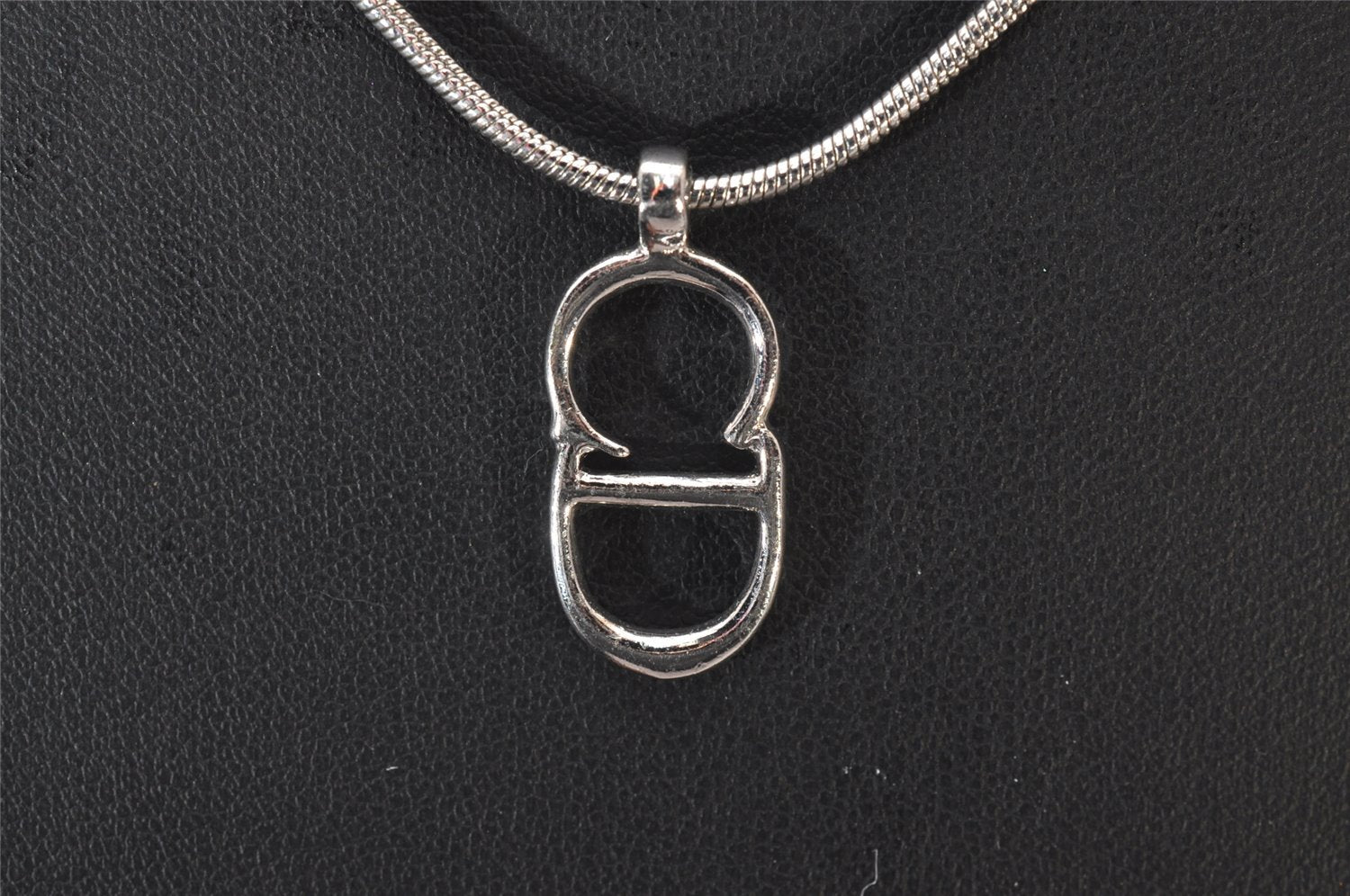 Authentic Christian Dior Silver Tone Chain Pendant Necklace CD 9220I