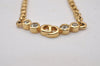 Authentic Christian Dior Gold Tone Rhinestone Chain Pendant Necklace CD 9221I