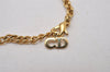 Authentic Christian Dior Gold Tone Rhinestone Chain Pendant Necklace CD 9221I