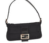 Authentic FENDI Mamma Baguette Shoulder Hand Bag Jersey Leather Black 9222J