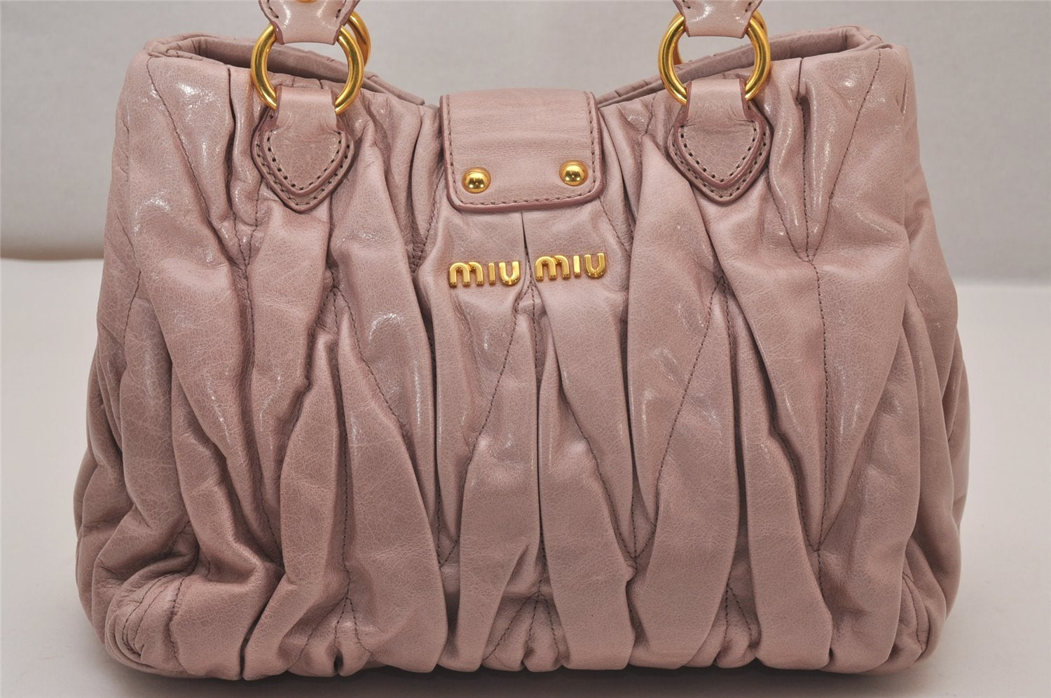 Authentic MIU MIU Matelasse Leather 2Way Shoulder Hand Bag Purse Pink 9225I