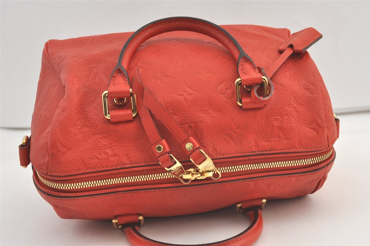 Auth Louis Vuitton Monogram Empreinte Speedy Bandouliere 30 Hand Bag Red 9225J