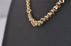 Auth Christian Dior Gold Tone Rhinestone Chain Pendant Necklace CD Box 9232I