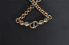 Auth Christian Dior Gold Tone Rhinestone Chain Pendant Necklace CD Box 9232I