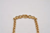 Auth Christian Dior Gold Tone Rhinestone Chain Pendant Necklace CD Box 9232I
