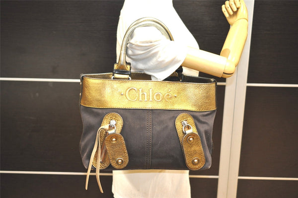 Authentic Chloe Vintage Shoulder Tote Bag Canvas Leather Brown 9234J