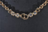 Authentic Christian Dior Gold Tone Rhinestone Chain Pendant Necklace CD 9235I