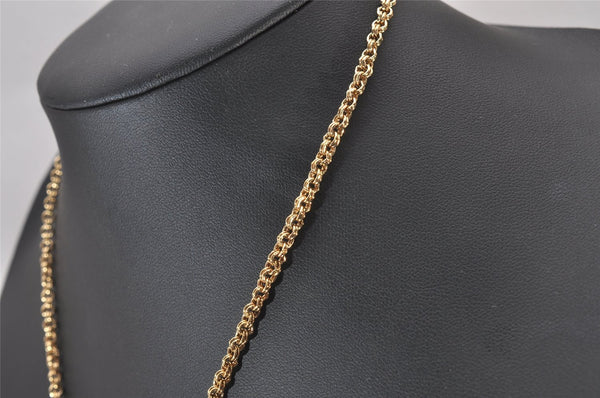 Authentic Christian Dior Gold Tone Rhinestone Chain Pendant Necklace CD 9235I