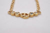 Authentic Christian Dior Gold Tone Rhinestone Chain Pendant Necklace CD 9235I