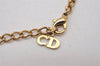 Authentic Christian Dior Gold Tone Rhinestone Chain Pendant Necklace CD 9235I