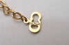 Authentic Christian Dior Gold Tone Rhinestone Chain Pendant Necklace CD 9235I