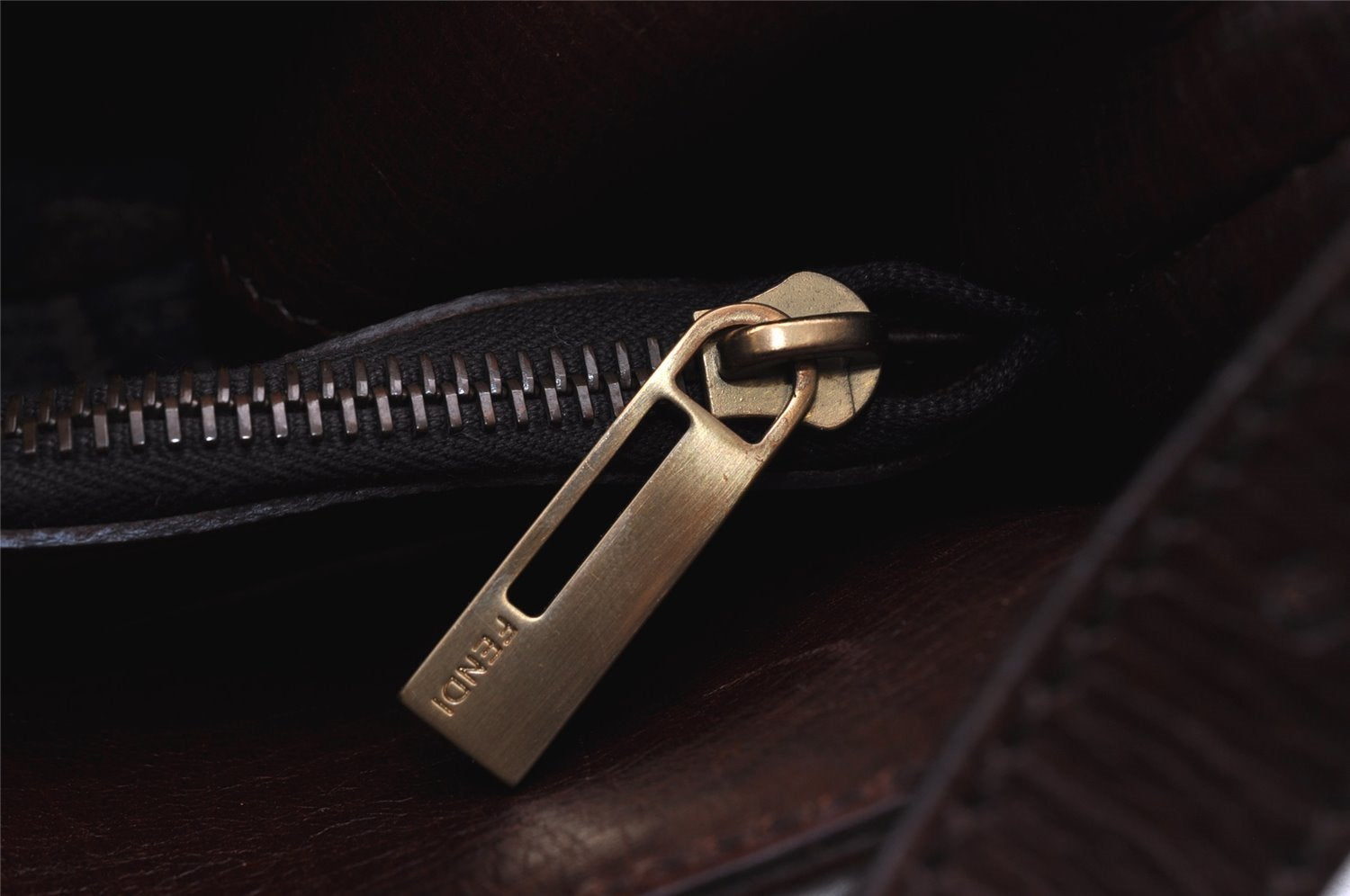 Authentic FENDI Zucca Shoulder Hand Bag Purse Velour Leather Brown 9235J