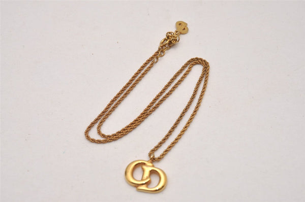 Authentic Christian Dior Gold Tone Chain Pendant Necklace CD 9236I