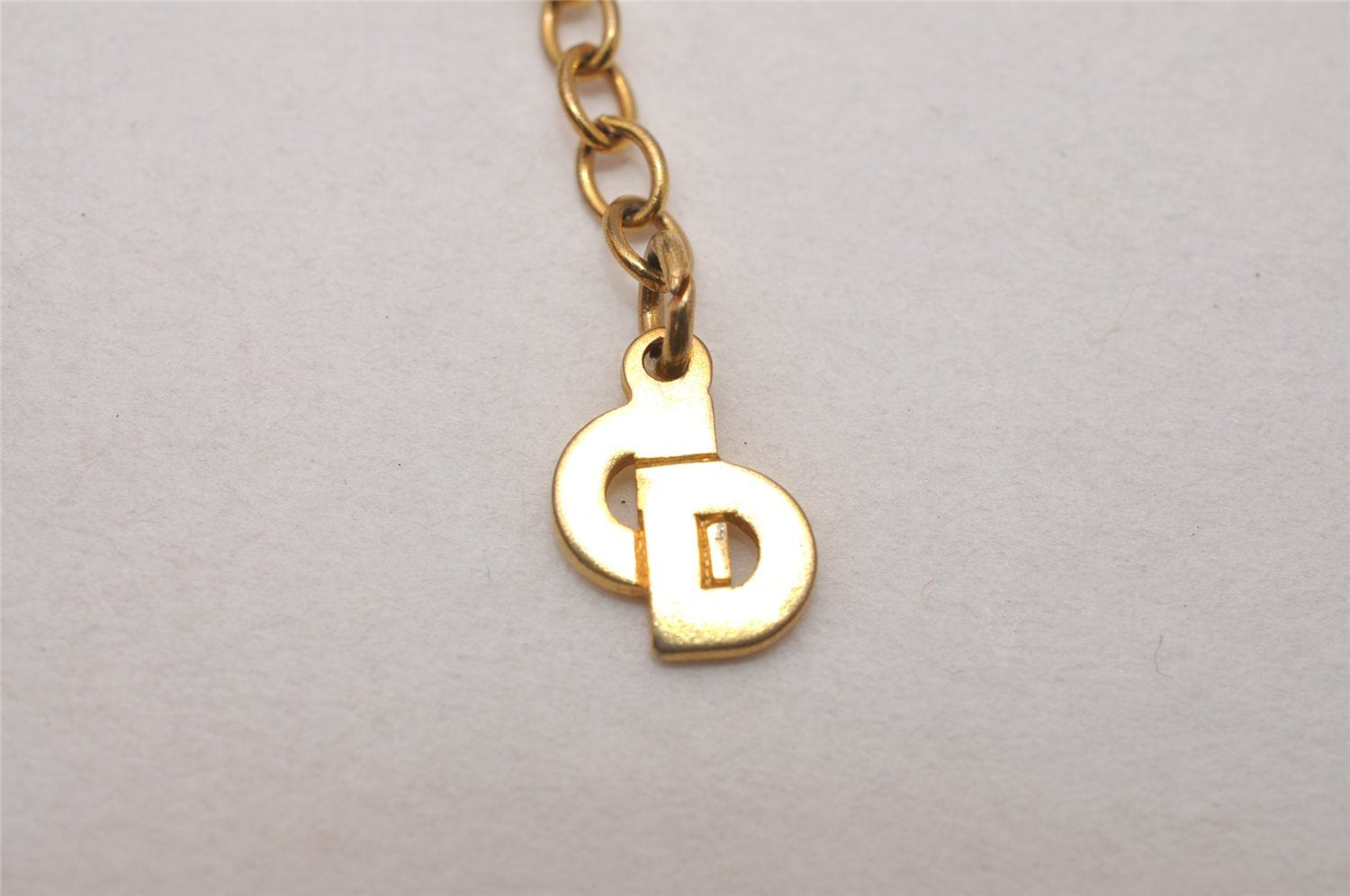 Authentic Christian Dior Gold Tone Chain Pendant Necklace CD 9236I