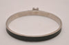 Authentic HERMES Vintage Kelly H Logo Bangle Bracelet Silver Khaki Box 9237I