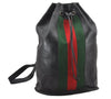 Authentic GUCCI Web Sherry Line Drawstring Backpack Leather Black Junk 9238I