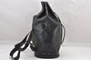Authentic GUCCI Web Sherry Line Drawstring Backpack Leather Black Junk 9238I