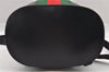 Authentic GUCCI Web Sherry Line Drawstring Backpack Leather Black Junk 9238I