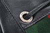 Authentic GUCCI Web Sherry Line Drawstring Backpack Leather Black Junk 9238I