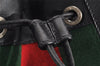 Authentic GUCCI Web Sherry Line Drawstring Backpack Leather Black Junk 9238I