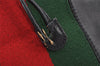 Authentic GUCCI Web Sherry Line Drawstring Backpack Leather Black Junk 9238I