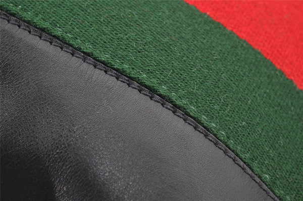 Authentic GUCCI Web Sherry Line Drawstring Backpack Leather Black Junk 9238I