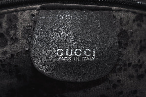 Authentic GUCCI Web Sherry Line Drawstring Backpack Leather Black Junk 9238I