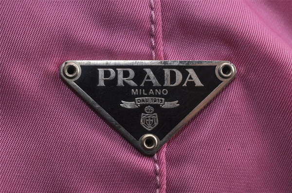 Authentic PRADA Vintage Nylon Tessuto Leather Shoulder Tote Bag Pink 9238J